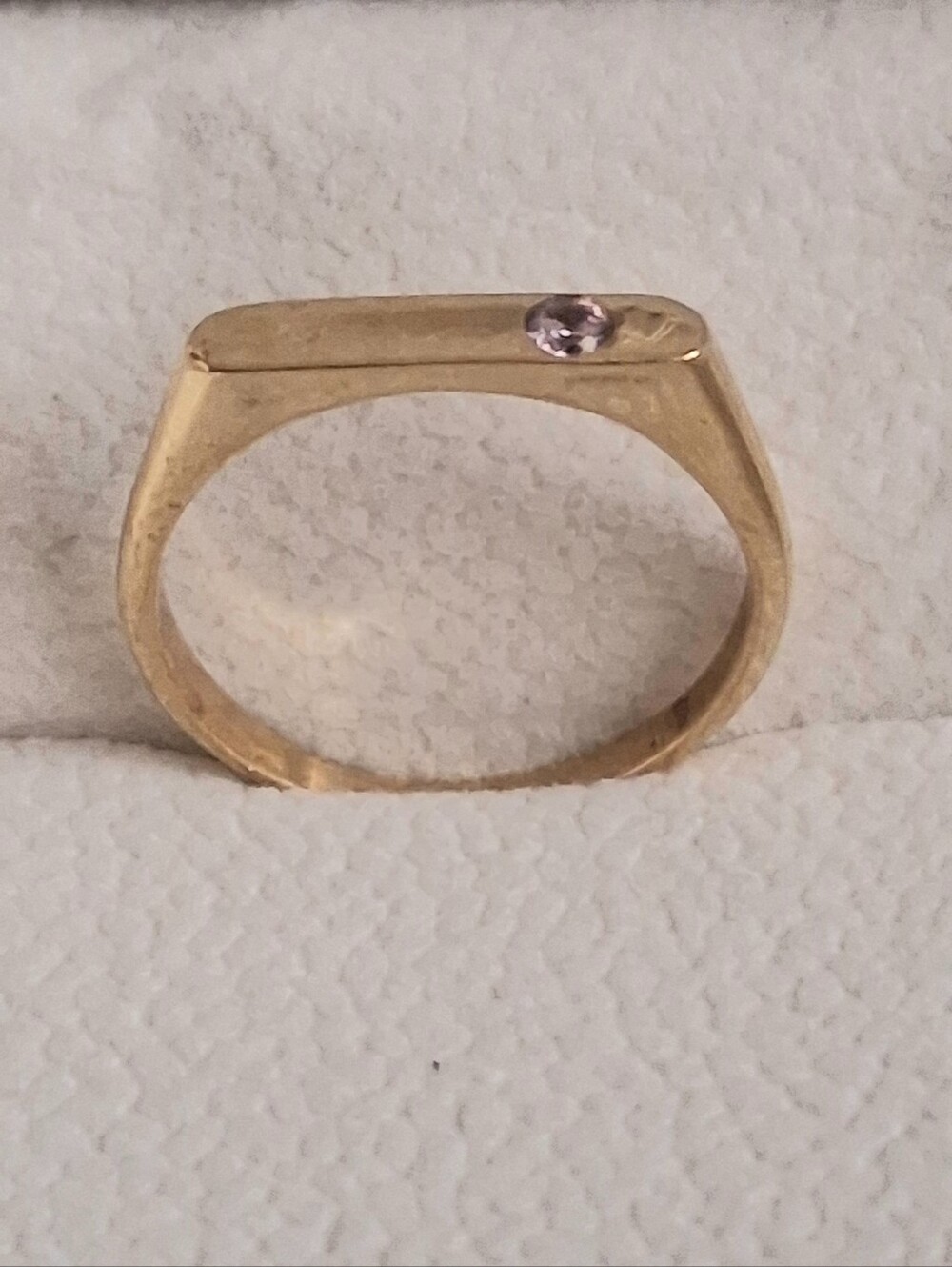 GOLD-TONE BAR TOP RING WITH ROSE QUARTZ STONE - Picture 7 of 7